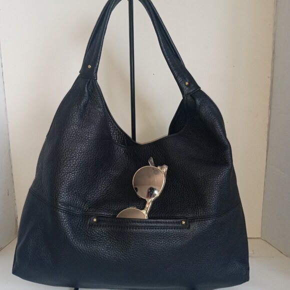 MICHAEL KORS "Austin" Black Pebbled Leather Hobo Shoulder Bag - Picture 5 of 16